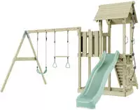 Spielturm Uppsala Aus Holz In Gr&uuml;ntrapezstange - Polarplay