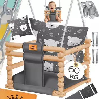 Kidiz Babyschaukel Indoor/Outdoor anthrazit mit Muster (27149)