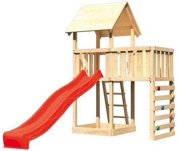 Akubi Kinderspielturm Lotti mit Rutsche und Kletterwand rot (8528)