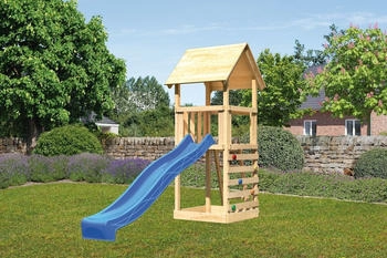 Akubi Kinderspielturm Lotti mit Kletterwand und Rutsche blau (8463)