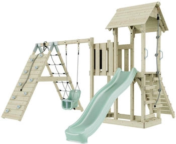 PolarPlay Spielturm Farö mit Babyschaukel Mintgrün