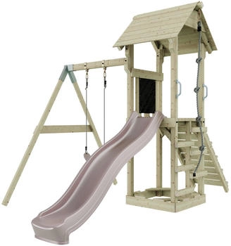 PolarPlay Spielturm Göteborg mit Kinderschaukel Altrosa