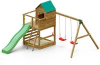 FUNGOO Spielturm "Jarcas4" mit Schaukel & Rutsche, Kletterwand