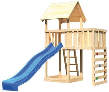 Akubi Kinderspielturm Lotti mit Rutsche und Kletterwand blau (8527)