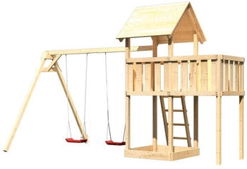 Akubi Kinderspielturm Lotti mit Doppelschaukel naturbelassen (8433)