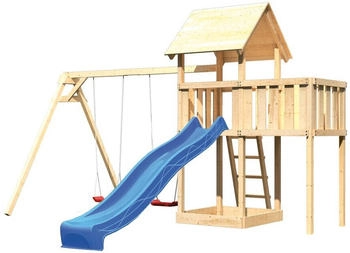 Akubi Kinderspielturm Lotti mit Wellenrutsche, Doppelschaukelanbau blau (1739)