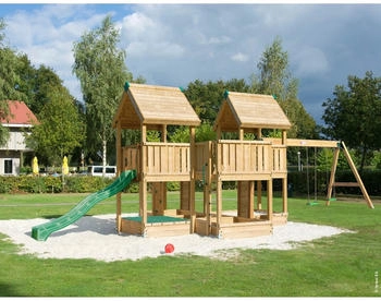 Hy-Land Spielgerät P7S mit Rutsche und Doppelschaukelanbau Premium Douglasie