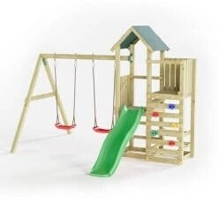 Fungoo Spielturm Chester mit Doppelschaukel, Rutsche und Kletterwand