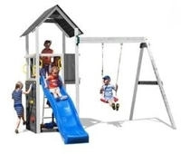 FUNGOO Spielturm "CAROL 2 GREY" mit Schaukel & Rutsche, Kletterwand