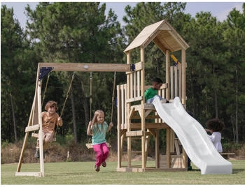 AXI Spielturm Mette mit Doppelschaukel Braun und Rutsche Weiß FSC®