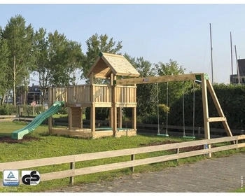 Hy-Land Spielgerät P5S mit Rutsche und Doppelschaukelanbau Premium Douglasie