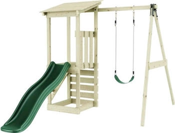 REBO Kinderspielturm Lyon (L x B x H: 119,5 x 242,2 x 288,8 cm, Naturbelassen/ Grün)