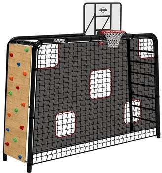 Berg PlayBase L Sport Klettergerüst Schaukelgestell mit Basketballkorb, Torwand & Kletterwand