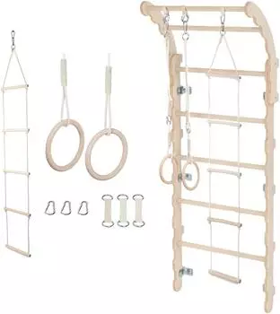 Mamoi Klettergerüst Indoor, Sprossenwand Midi mit Klimmzugstange