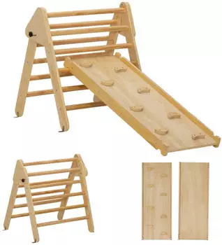 AIYAPLAY 2 in 1 Klettergerüst Set mit Rutsche Indoor Kletterdreieck für Kinder