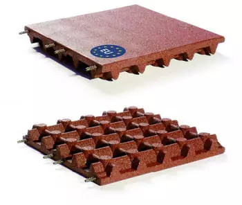 Gartenpirat Fallschutzmatte 50x50 Stärke Fallschutzmatte mit Rutsche Rot
