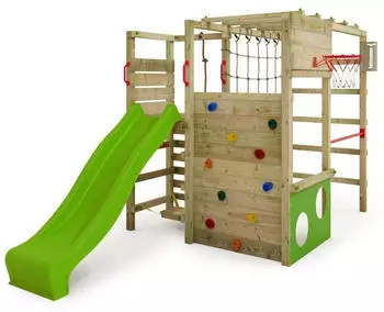 Fatmoose Kletterger&uuml;st ActionArena Air XXL mit Rutsche und Reckstange in Hellgr&uuml;n