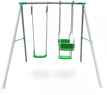 HyperMotion Gartenspielplatz 3er 3+ Schaukelgestell mit Brettschaukel Gr&uuml;n