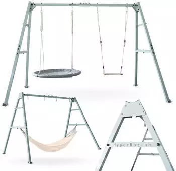 HyperMotion Schaukelgestell mit Doppelschaukel & Nestschaukel Grau