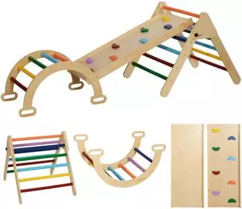 AIYAPLAY 5 in 1 Klettergerüst Set mit Rutsche Kletterdreieck für Kinder