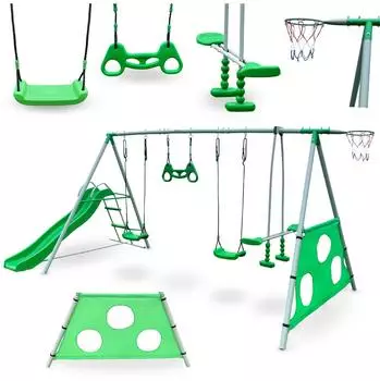 HyperMotion Spielplatz-Set Schaukelgestell mit Rutsche Braun