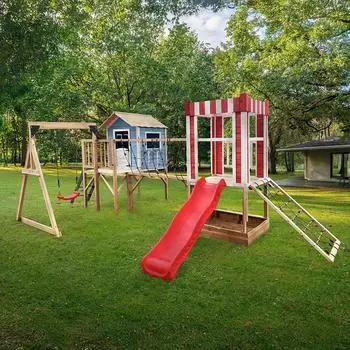 Home Deluxe Spielpark WUNTERLAND 555 Spielturm mit Rutsche Blau 340 cm