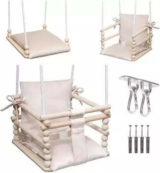 Mamoi 3-in-1 Gitterschaukel Beige/Natur/Weiß