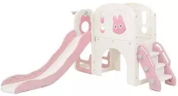 Joyz Kinderrutsche 5-in-1 mit Spielturm & Basketballkorb, rosa (490019395)