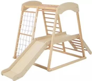 Costway Klettergerüst Indoor mit Rutsche, Kletternetz, Leiter & Tunnel (FE32211ZM)