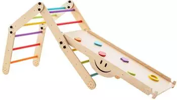 Costway Kletterdreieck mit Rutsche, Indoor, Kinder ab 3 Jahren (FE32328OXDE)