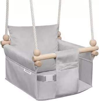 Mamoi Kinderschaukel mit Sicherheitsgurt, höhenverstellbar 150-190cm, Velours-Sitz (SCAN_JSZ)