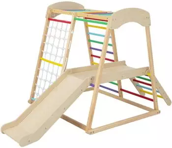 Costway Klettergerüst Indoor mit Rutsche, Kletternetz & Tunnel (FE32211OX)