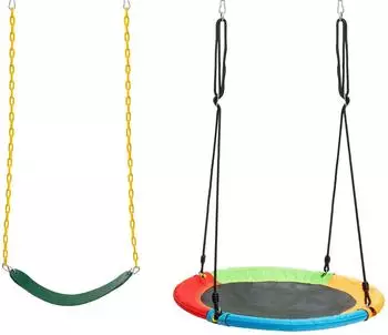 Costway Gartenschaukel-Set 2er, Tellerschaukel & Baumschaukel, Kinder (NP10525-A)