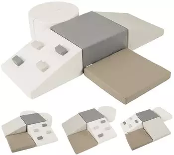 Costway Schaumstoff-Kletterblock-Set, 6-teilig, weiß und grau
