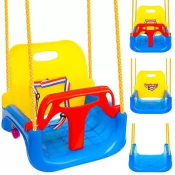 Kruzzel Kinderschaukel 3-in-1 mit R&uuml;ckenlehne und Anschnallgurt, Indoor/Outdoor (23552)
