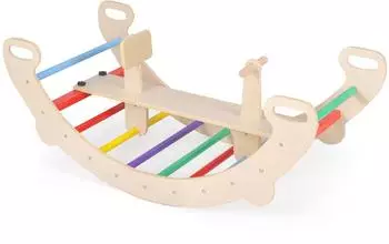 Costway Kletterbogen 4-in-1 Kletterdreieck, Schaukel, Bogenwippe (FE32365OXDE)