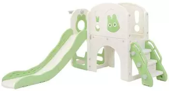 Joyz Kinderrutsche 5-in-1 mit Spielturm & Basketballkorb, hellgrün, ab 3 Jahren