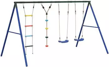 vidaXL Spielturm Schaukel-Set mit Schaukelsitzen, Strickleiter & Kletterschaukel (3283613)