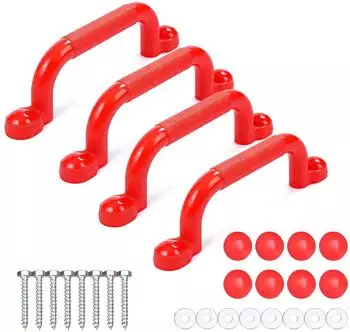Relaxdays Klettergriffe 4er-Pack, Kunststoff, rot, bis 100kg