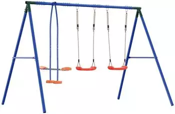 vidaXL Schaukelset f&uuml;r drau&szlig;en, mehrfarbig, Stahl und PE, 263x185x185cm