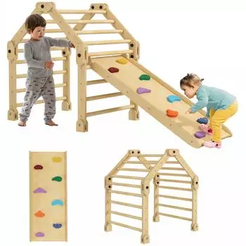 AIYAPLAY Kletterger&uuml;st 3-in-1 mit Rutsche, Holz, f&uuml;r Kinder 1,5-4 Jahre (331-066V00MX)