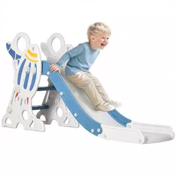 AIYAPLAY Kinderrutsche mit Raketen-Design, blau, Kunststoff, f&uuml;r Indoor & Outdoor