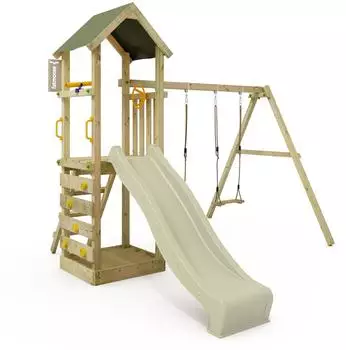 Fatmoose KiwiKey Kick XXL Kletterturm mit Sandkasten & Rutsche, salbeigrün (834305)