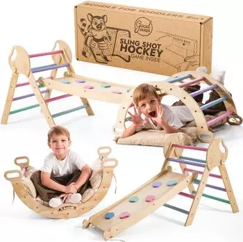 Goodevas Montessori Kletterger&uuml;st 5-in-1 aus Holz mit Rutsche (p-108-5485)