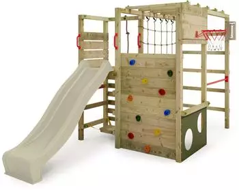 Fatmoose ActionArena Klettergerüst mit Rutsche, Schaukel & Kletterwand