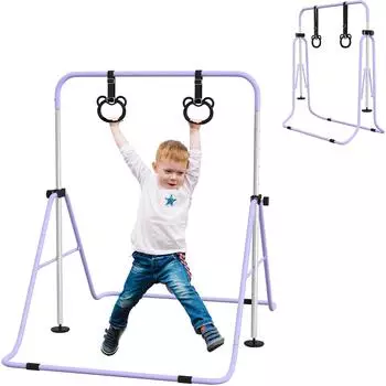 HomCom Kinder-Turnreck, h&ouml;henverstellbar 88-128cm, faltbar, mit Ringen (340-016V00VT)