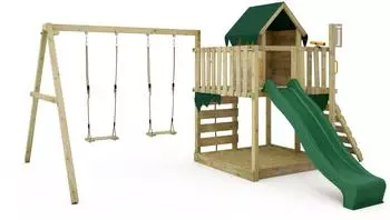 Fatmoose JazzyJungle Spielturm mit Schaukel, Rutsche & Sandkasten (834327)