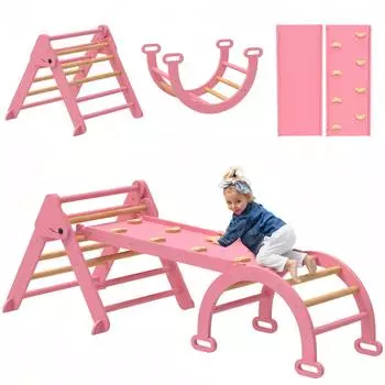 AIYAPLAY Kletterdreieck 7-in-1 klappbar mit Rutsche, rosa (331-097V00PK)