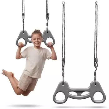 HyperMotion Gymnastik-Trapez für Kinder, Metall, verstellbare Seile 90-150cm (SWING HYP104)