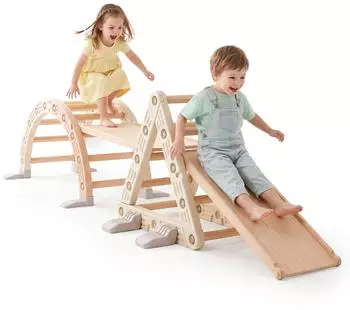 HyperMotion Spielcenter 3-in-1 Montessori mit Rutsche und Kletterdreieck (PLAYGROUND HYP110)
